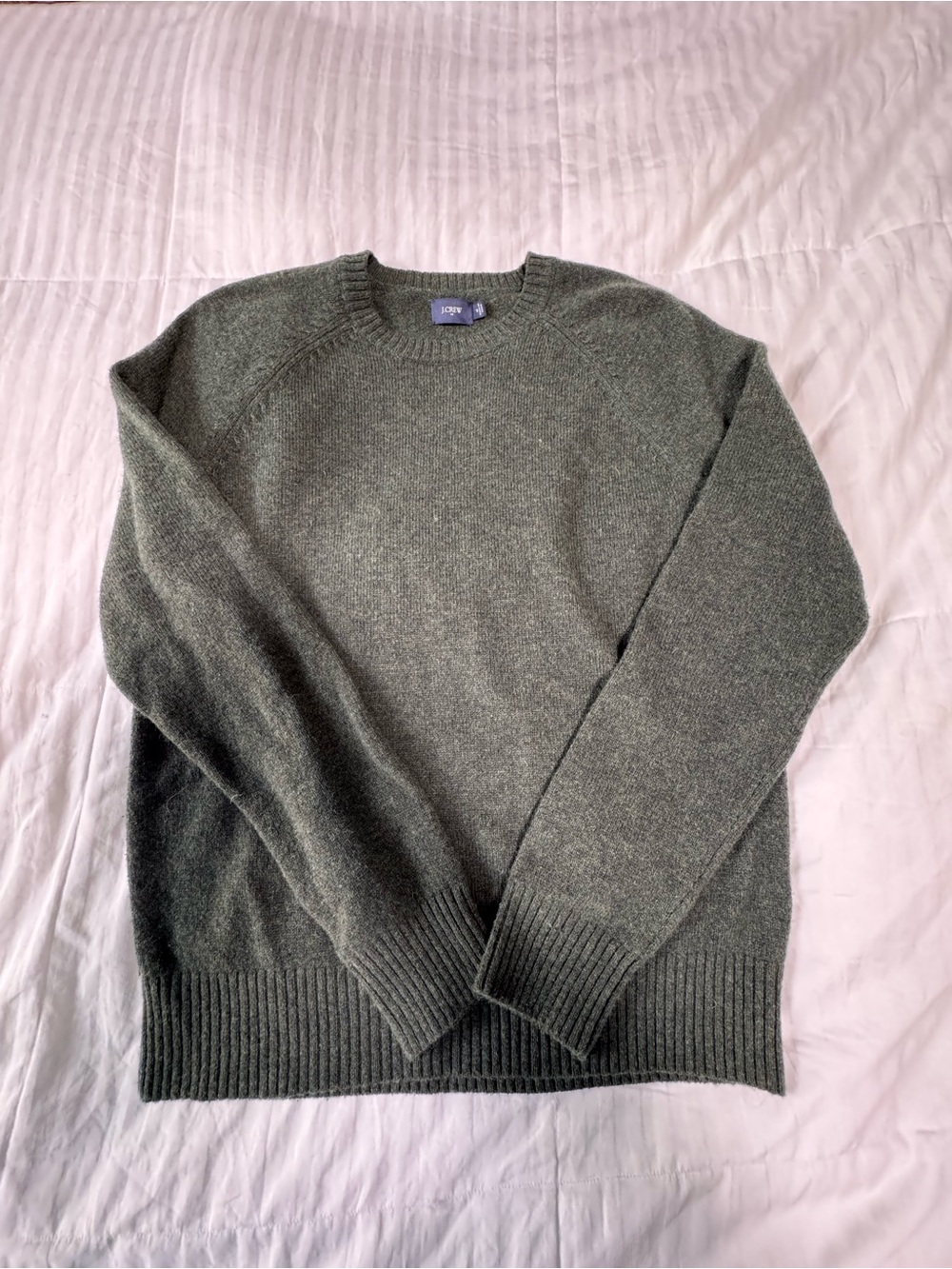 J. Crew Men's Wool Olive Green Crewneck Sweater